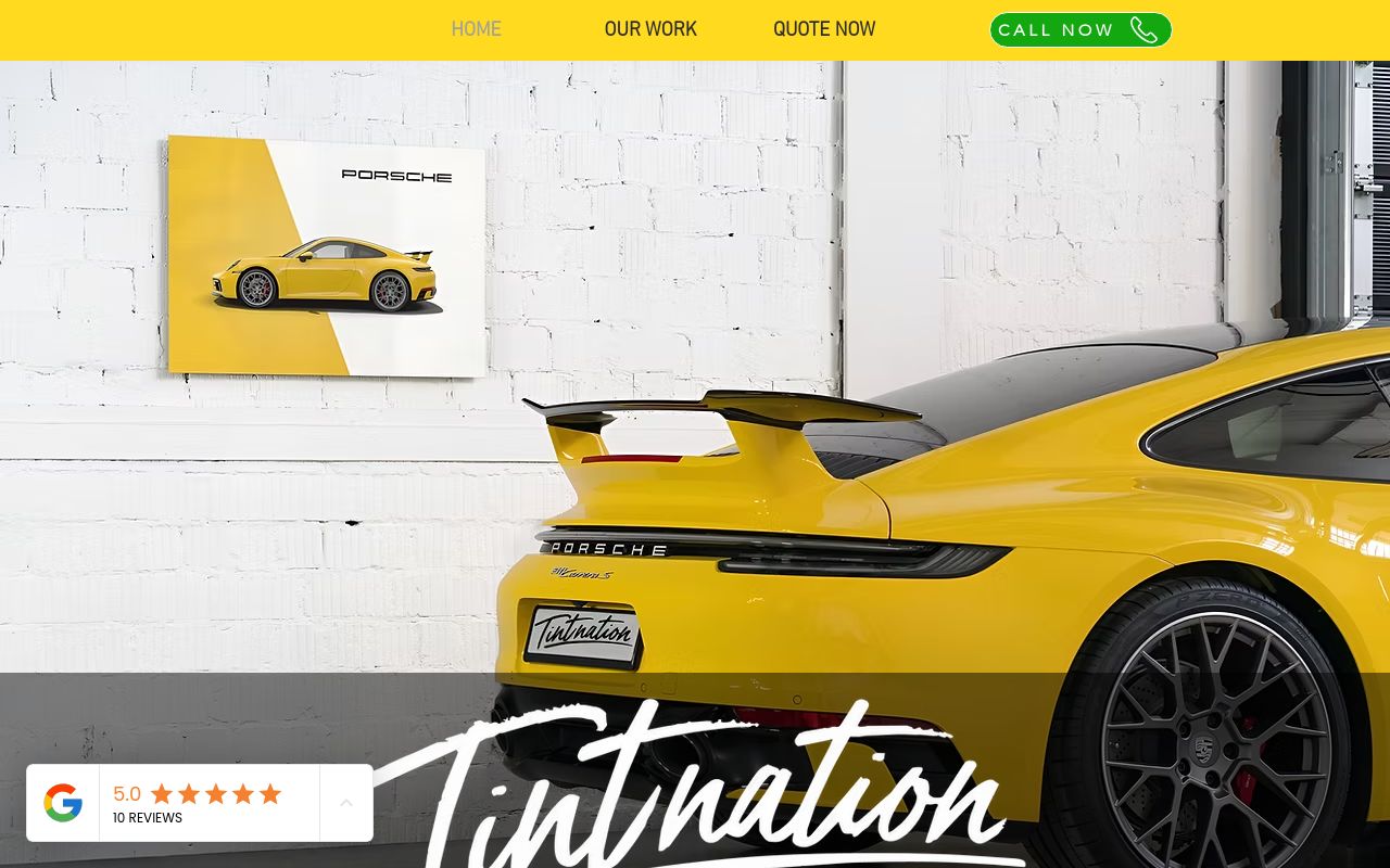 Homepage of Tint Nation's website