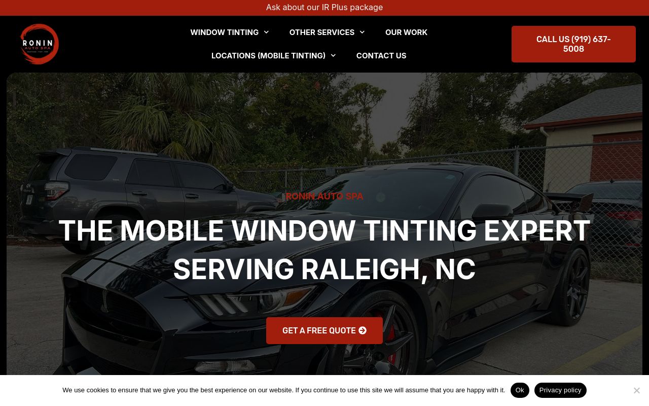 Homepage of Ronin Auto Spa's website