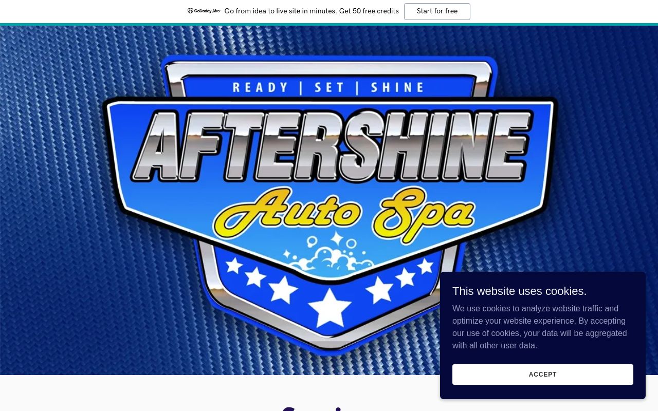 Homepage of Aftershine Auto Spa's website