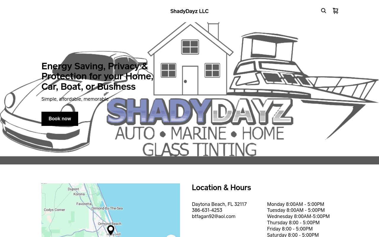 Homepage of ShadyDayz's website