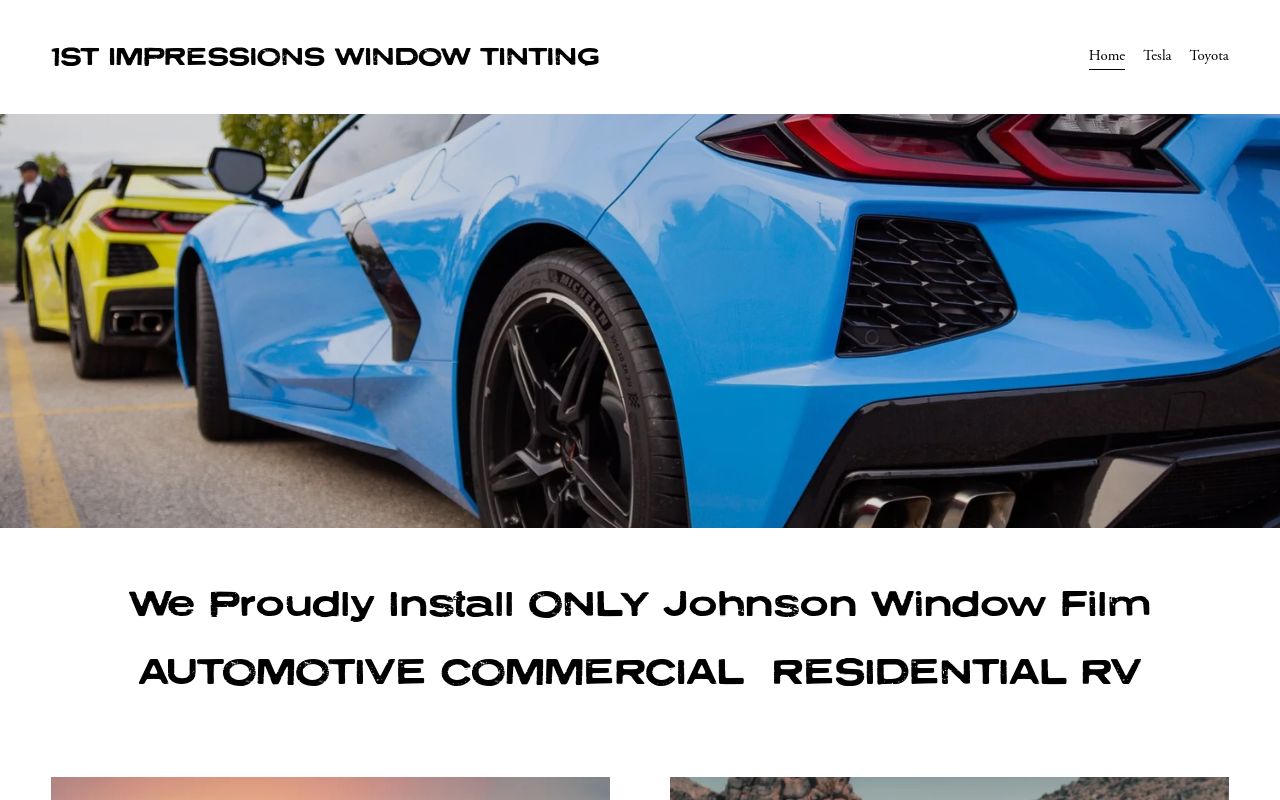Homepage of First Impressions Window Tint's website