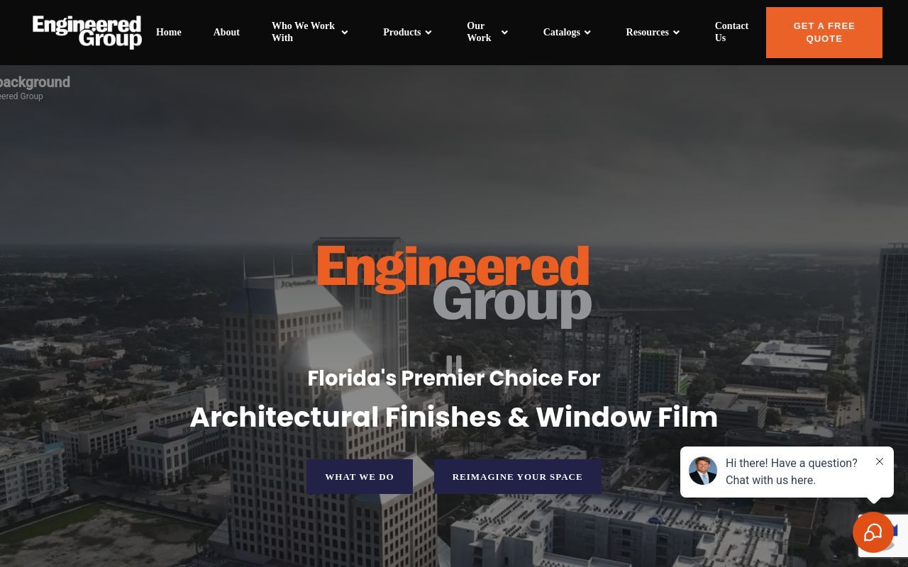 Homepage of Engineered Group's website