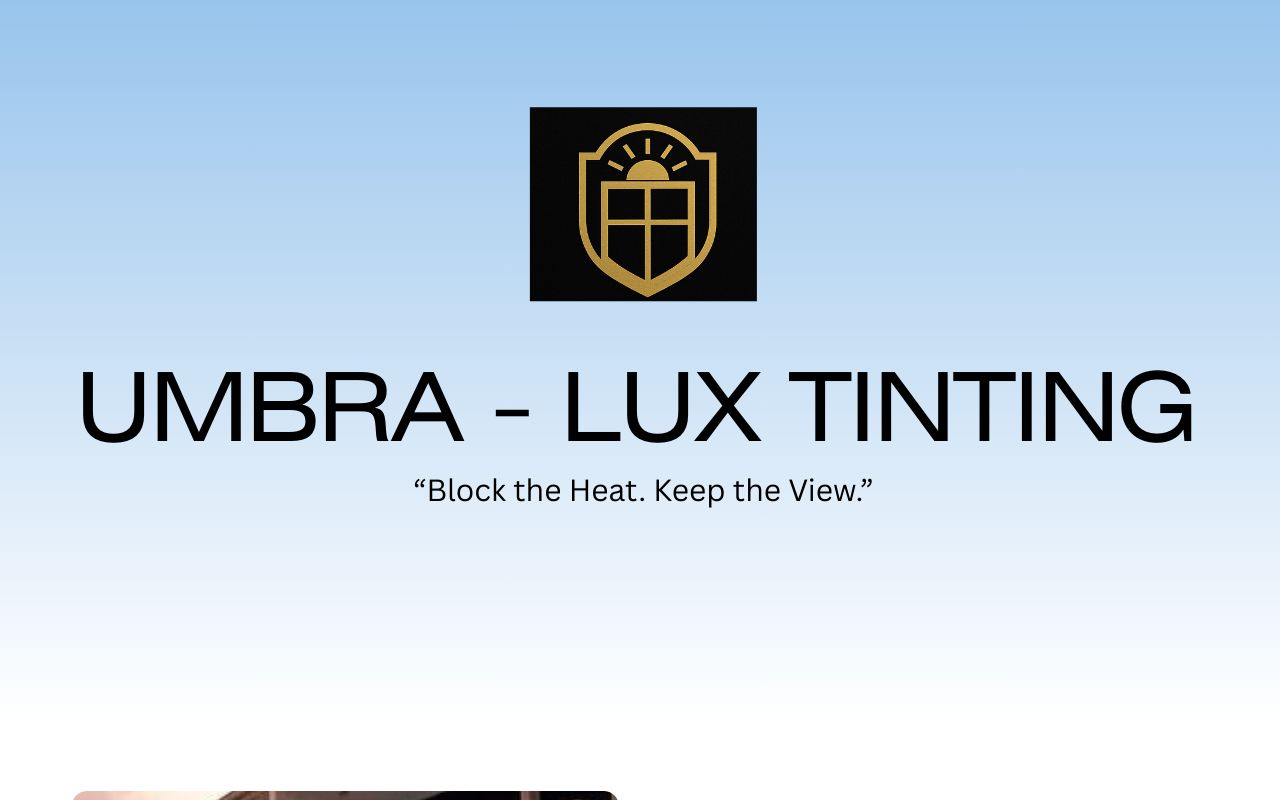 Homepage of UMBRA LUX TINTING's website