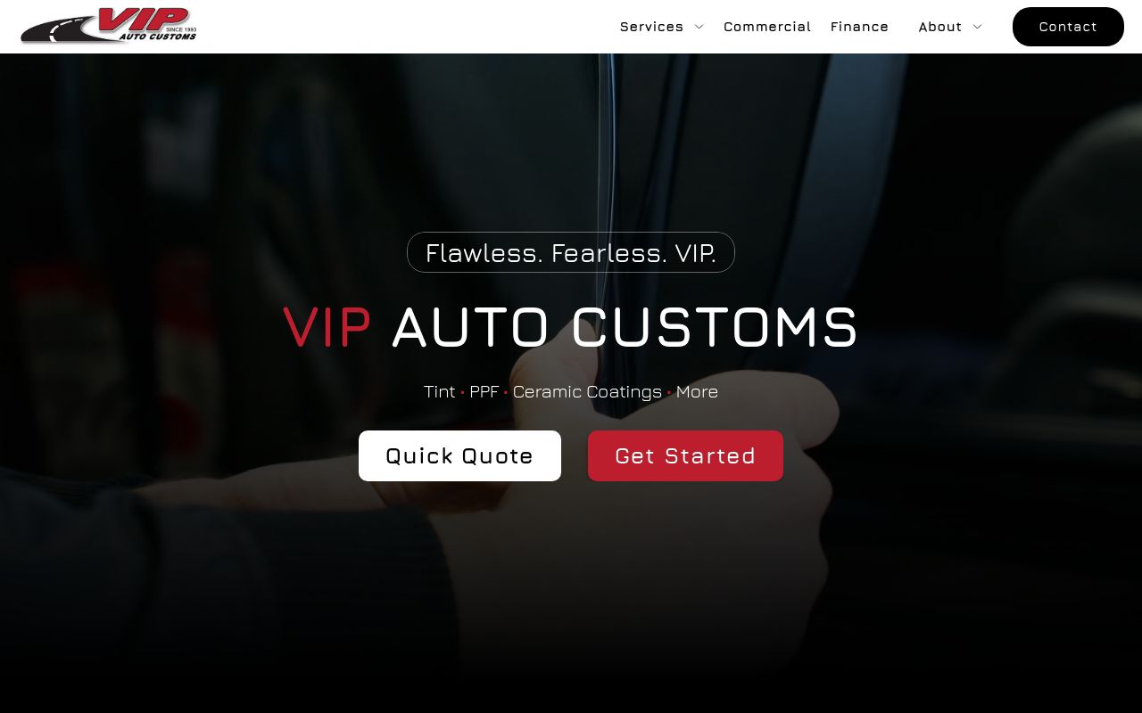 Homepage of Vip Auto Customs Glendora's website