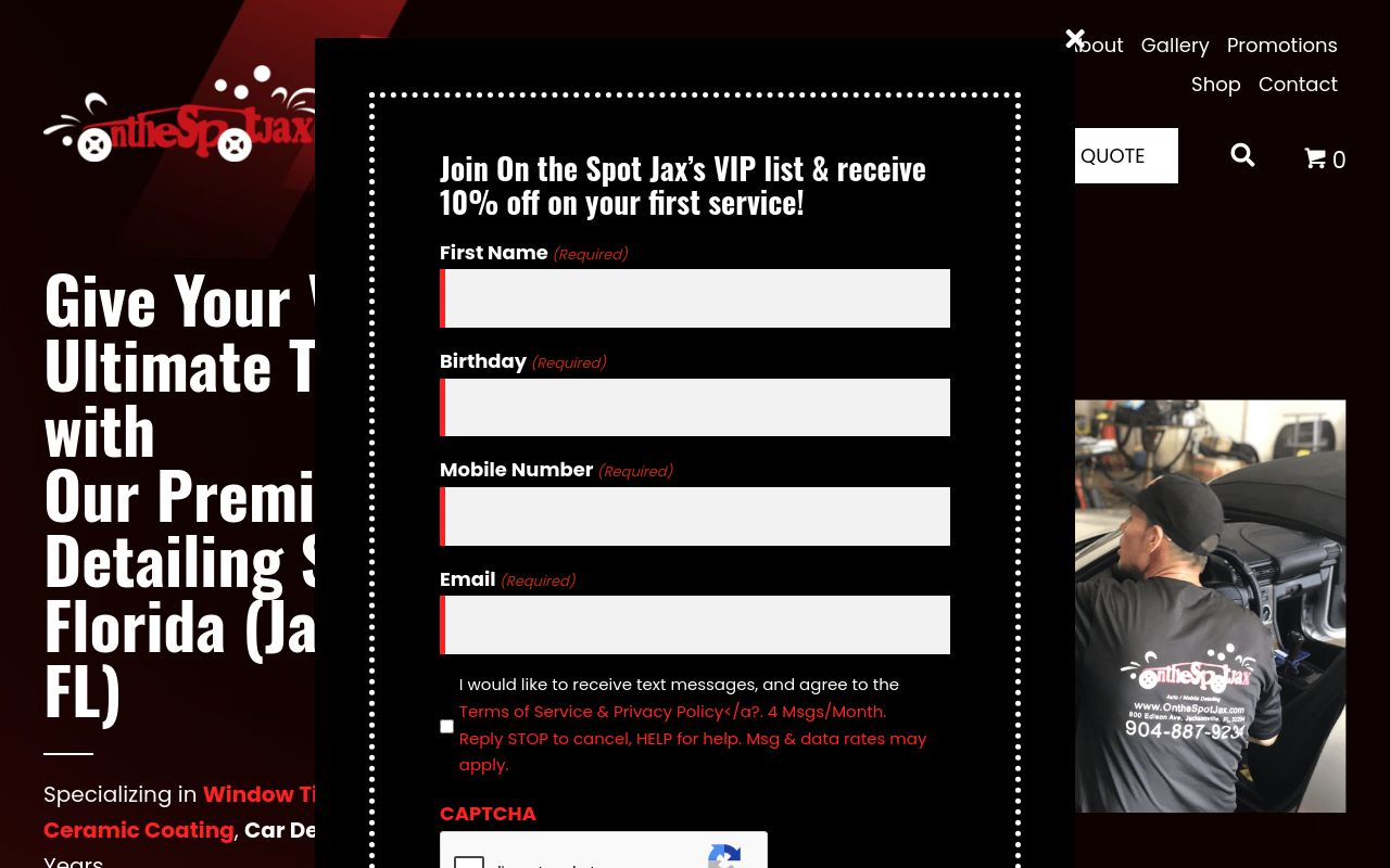 Homepage of On The Spot Jax's website