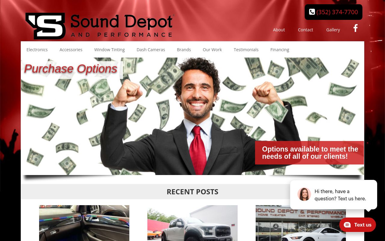Homepage of Sound Depot & Performance Tinting's website