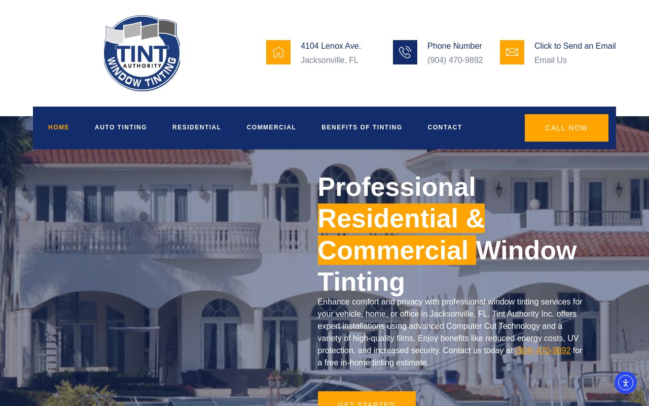Homepage of Tint Authority Inc.'s website