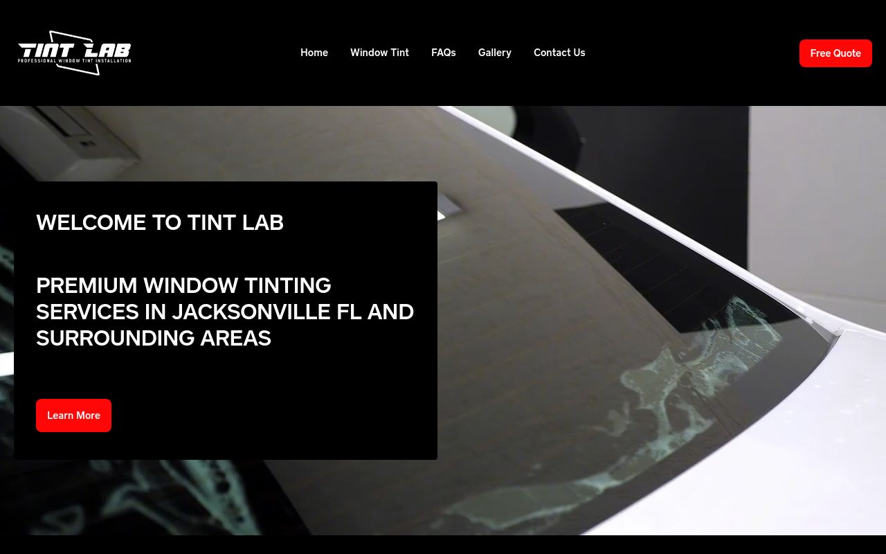 Homepage of Tint Lab LLC's website