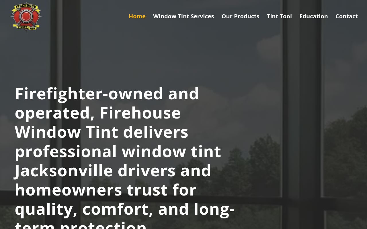 Homepage of Firehouse Window Tinting's website