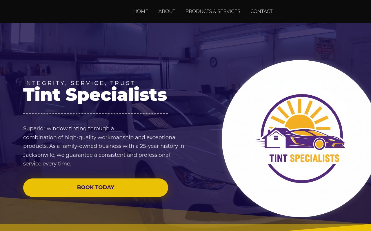 Homepage of Tint Specialists's website