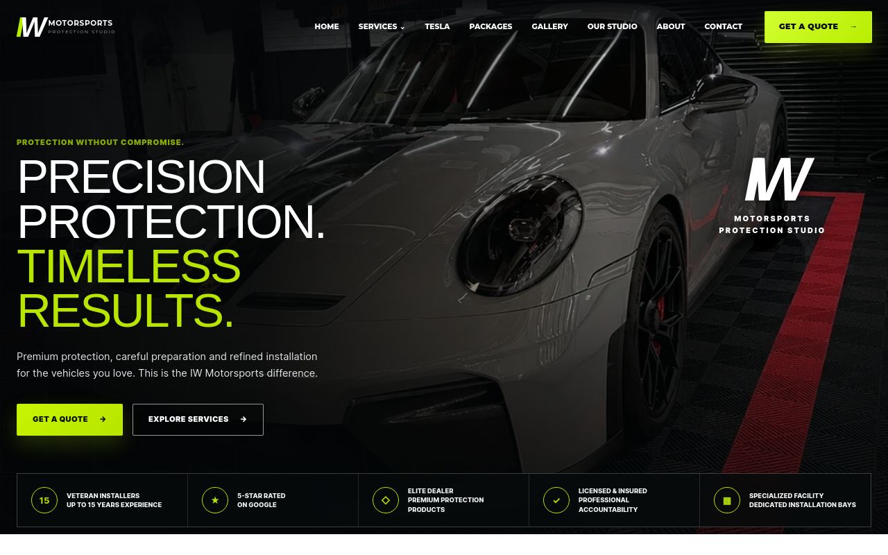 Homepage of IW Motorsports | Ceramic Pro La Verne | Ceramic Coating, PPF, Car Wraps, Window Tint's website