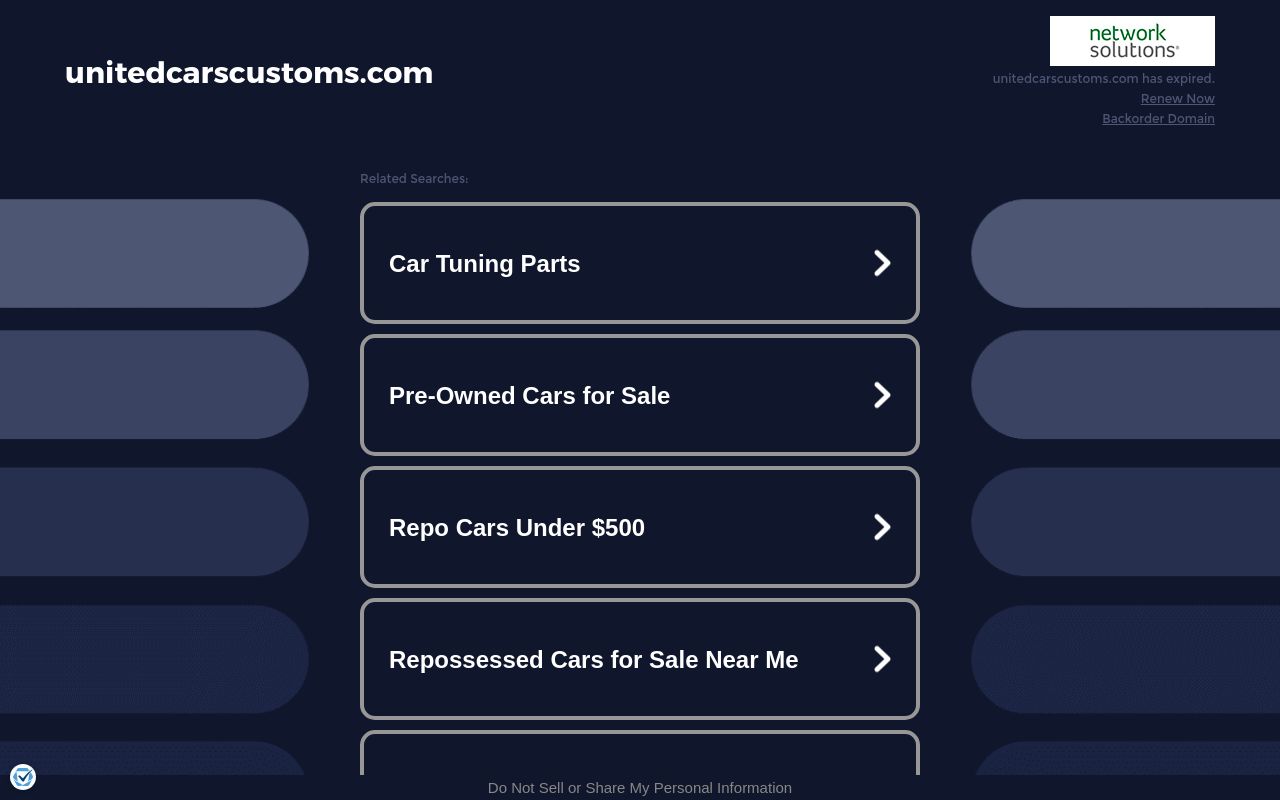 Homepage of United Cars Customs's website
