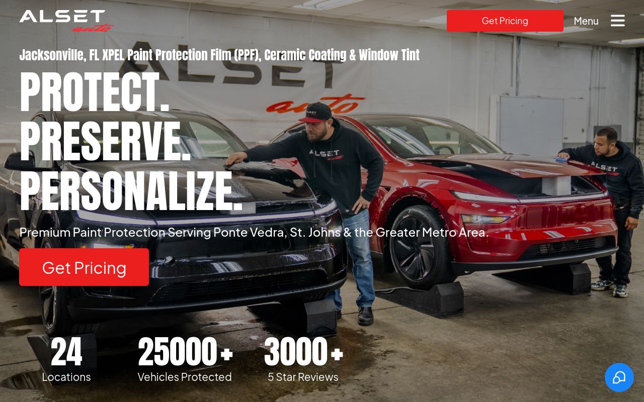 Homepage of ALSET Auto Jacksonville's website