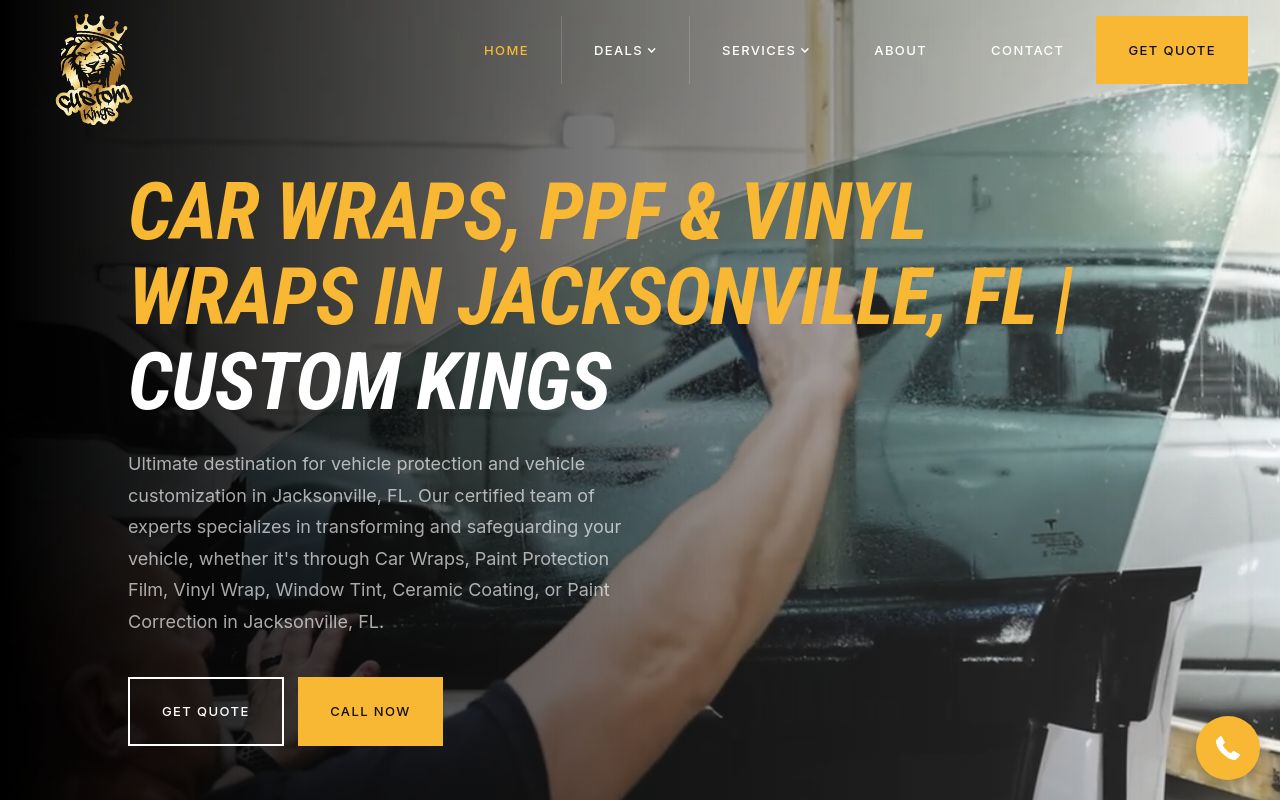 Homepage of Custom Kings Jax's website