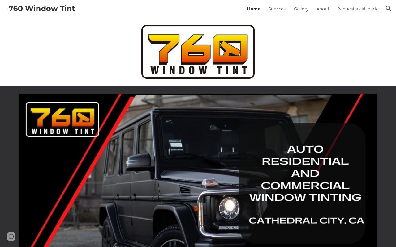 Homepage of 760 Window Tint's website