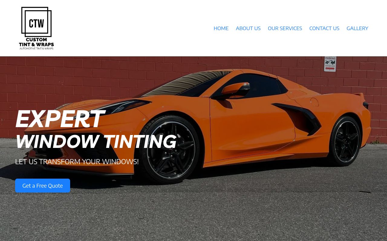 Homepage of Custom Tint & Wraps LLC's website