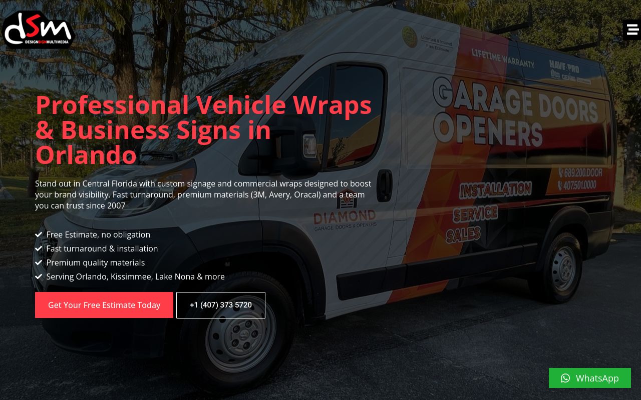Homepage of DSM Signs's website