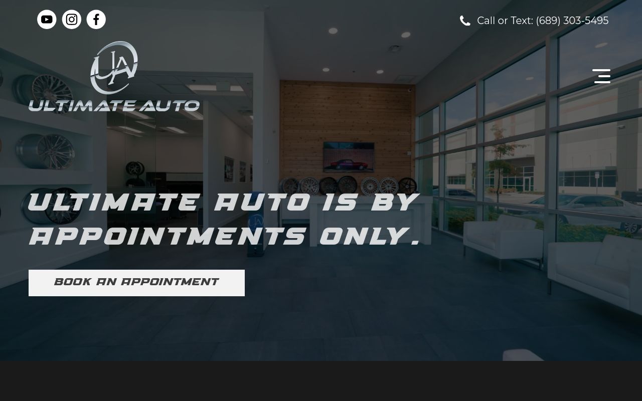 Homepage of Ultimate Auto's website