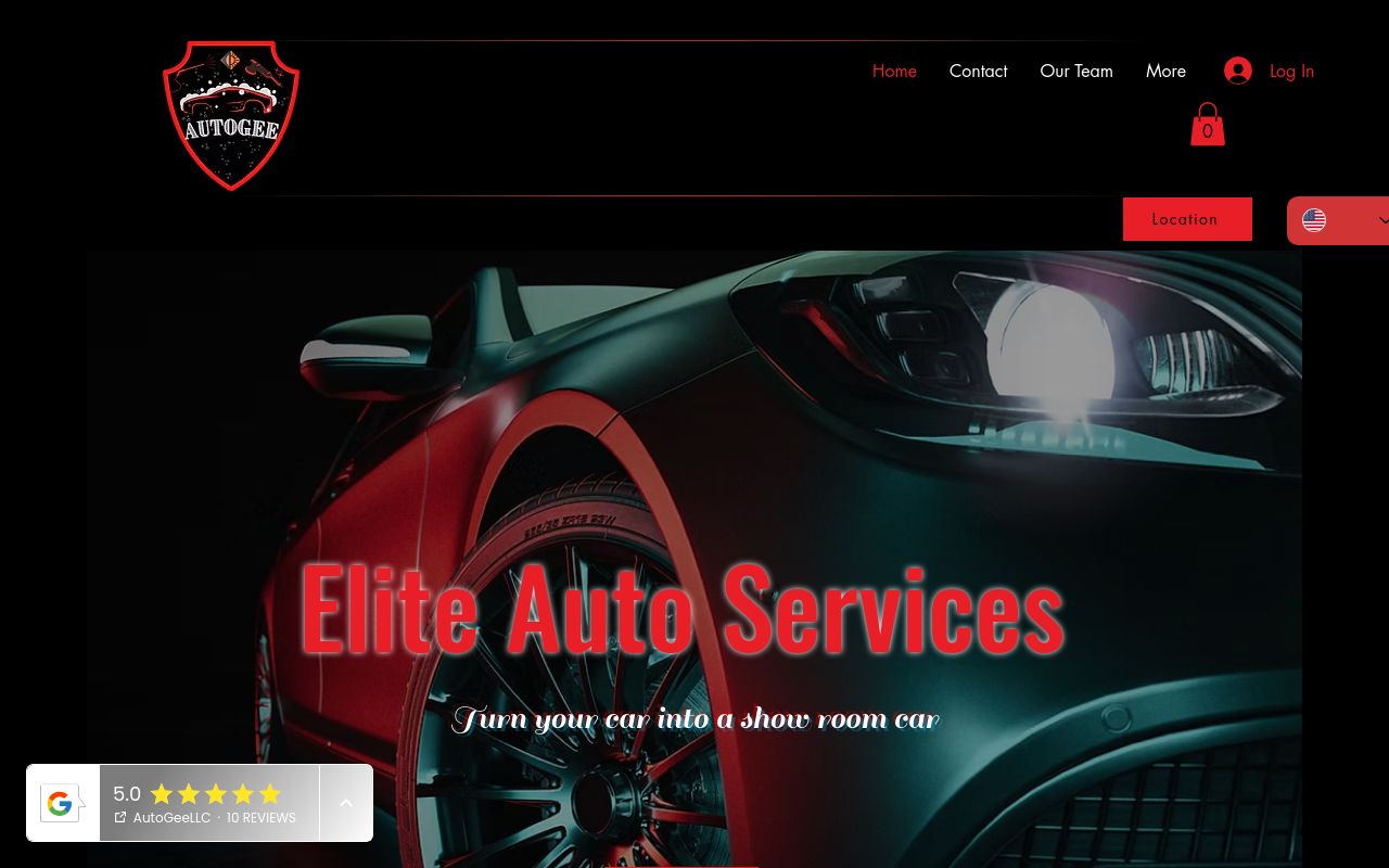 Homepage of AutoGee LLC's website