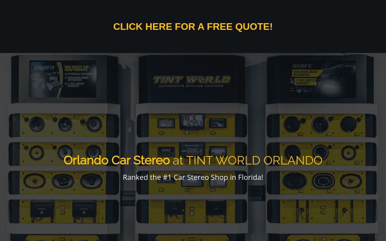 Homepage of Tint World - Car Stereo Orlando's website
