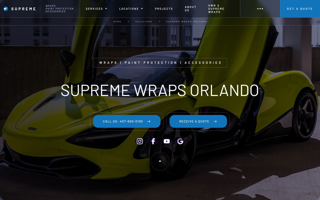 Homepage of Supreme Wraps's website