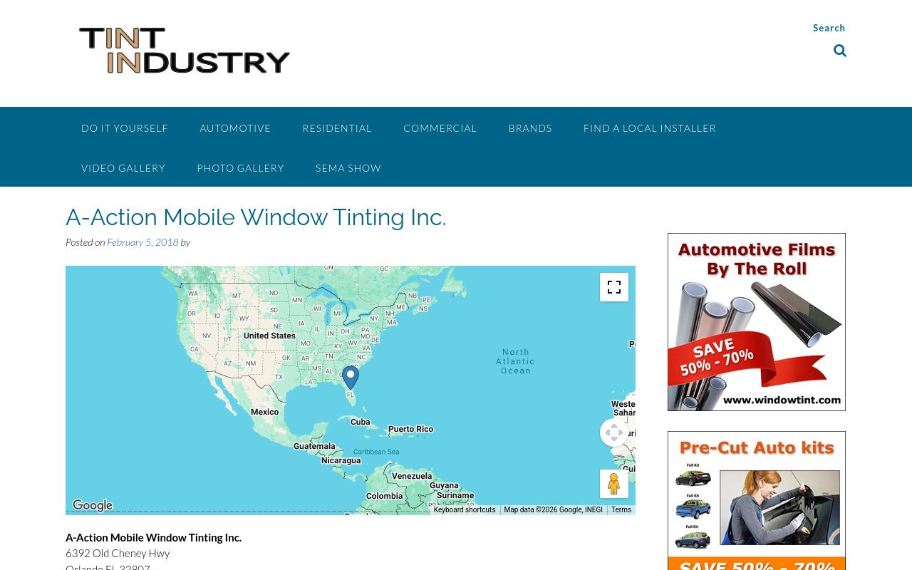 Homepage of Tint Industry's website