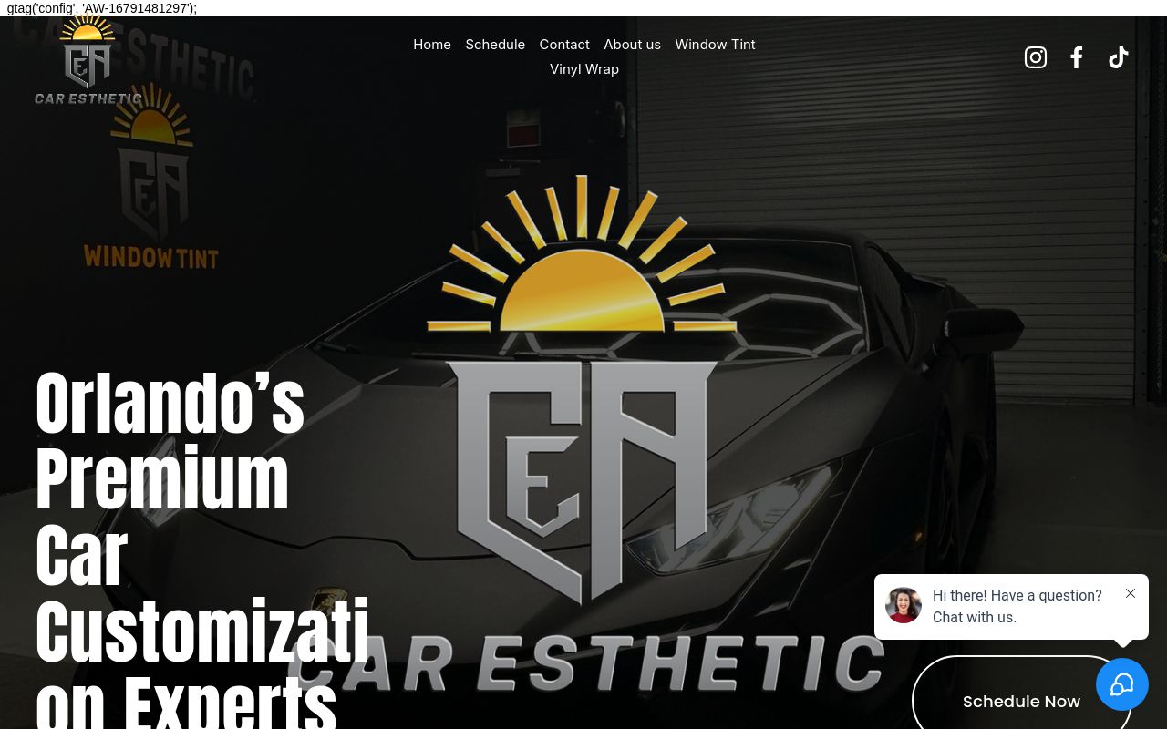 Homepage of Car Esthetic Window Tint & Wraps's website