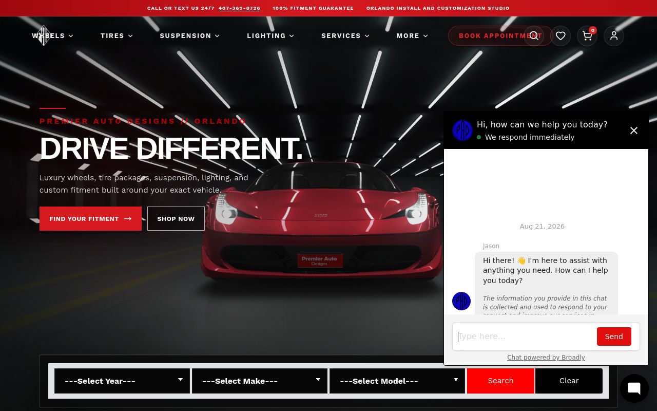 Homepage of Premier Auto Designs's website