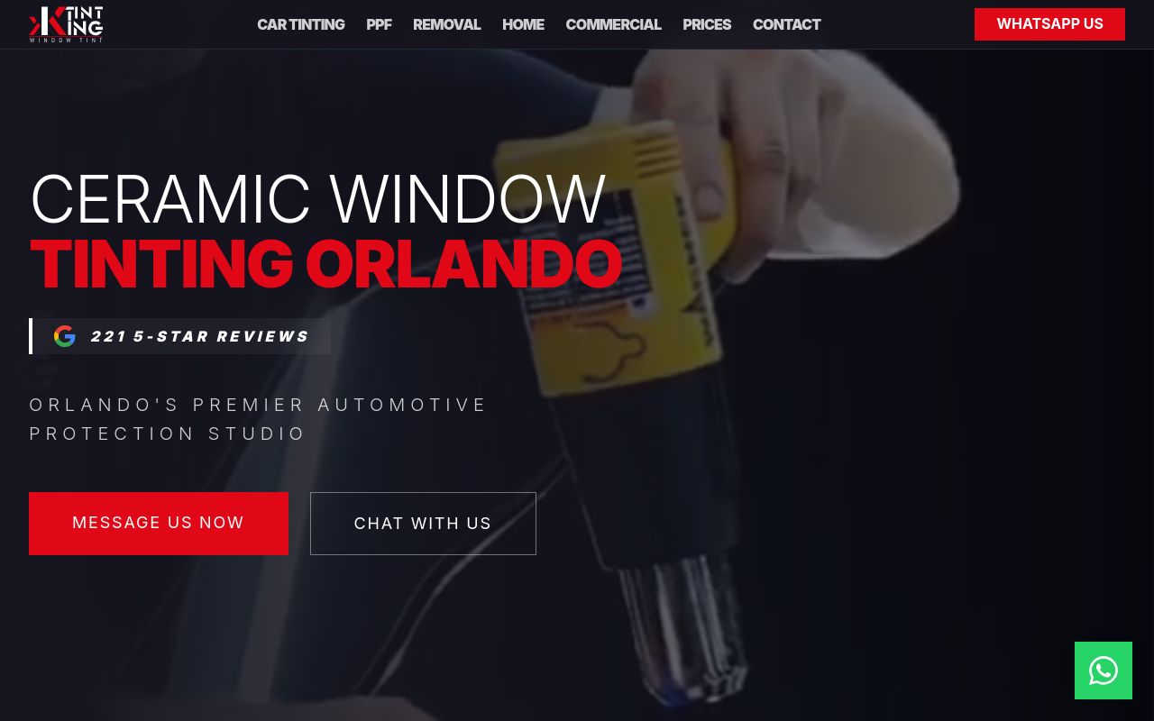 Homepage of TintxKing - Window Tint's website