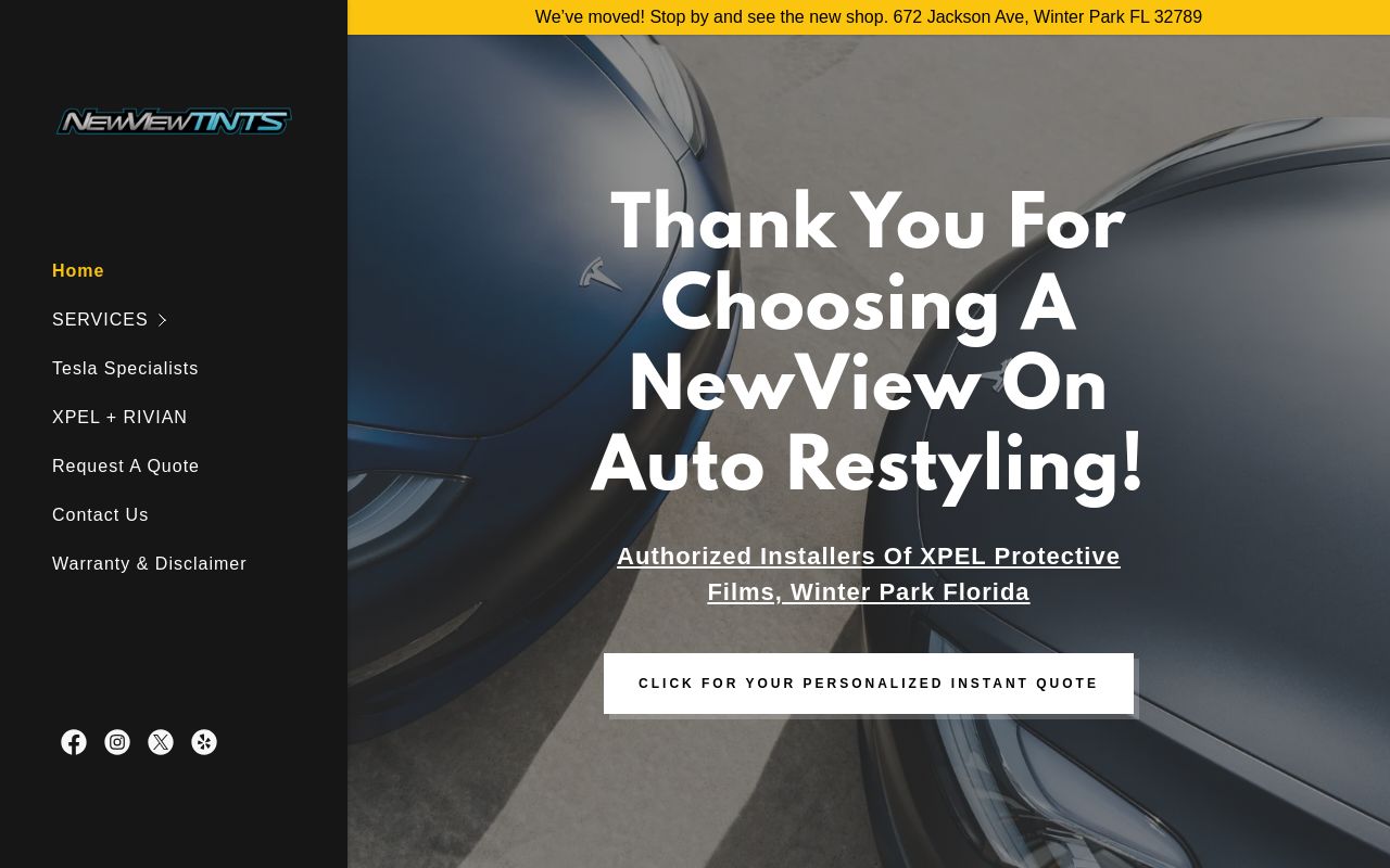 Homepage of NewView Tints's website