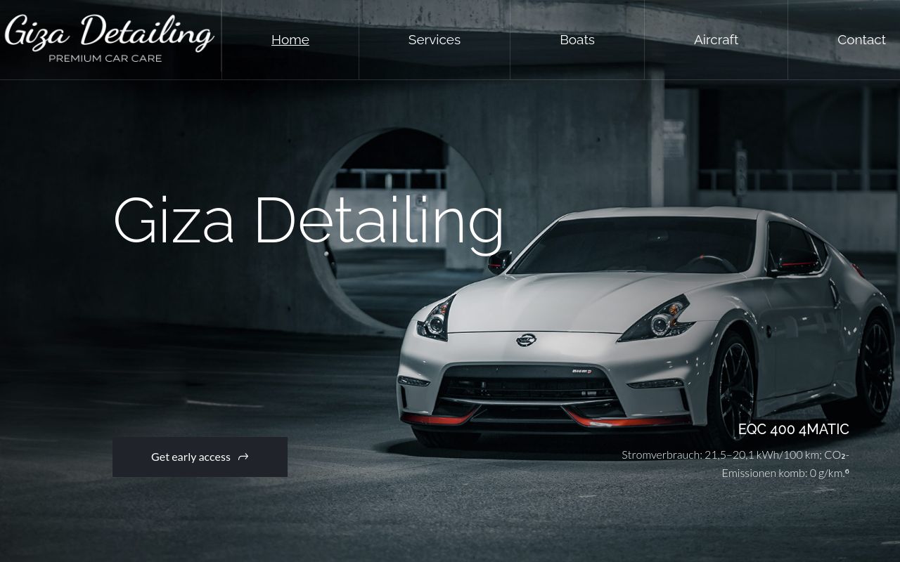 Homepage of Giza Detailing LLC's website