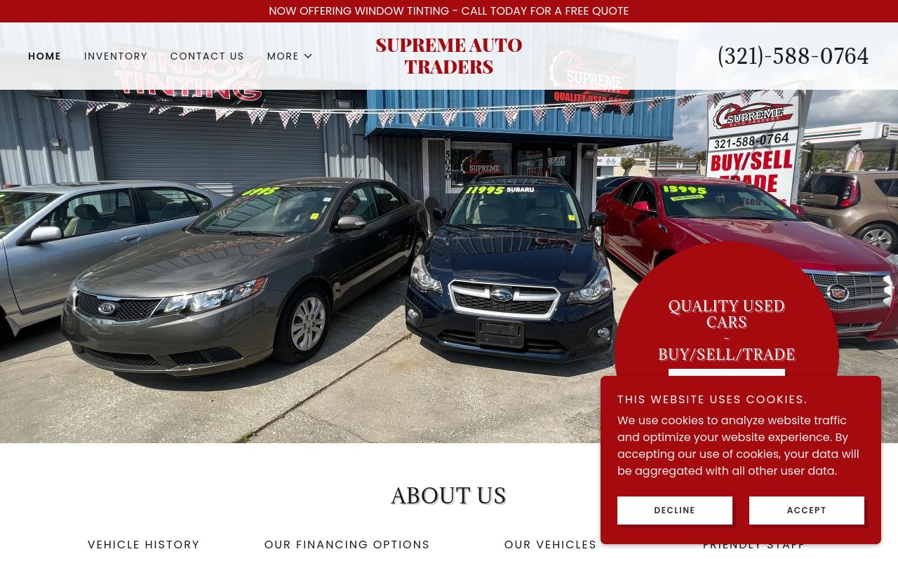 Homepage of SUPREME AUTO TRADERS, INC.'s website