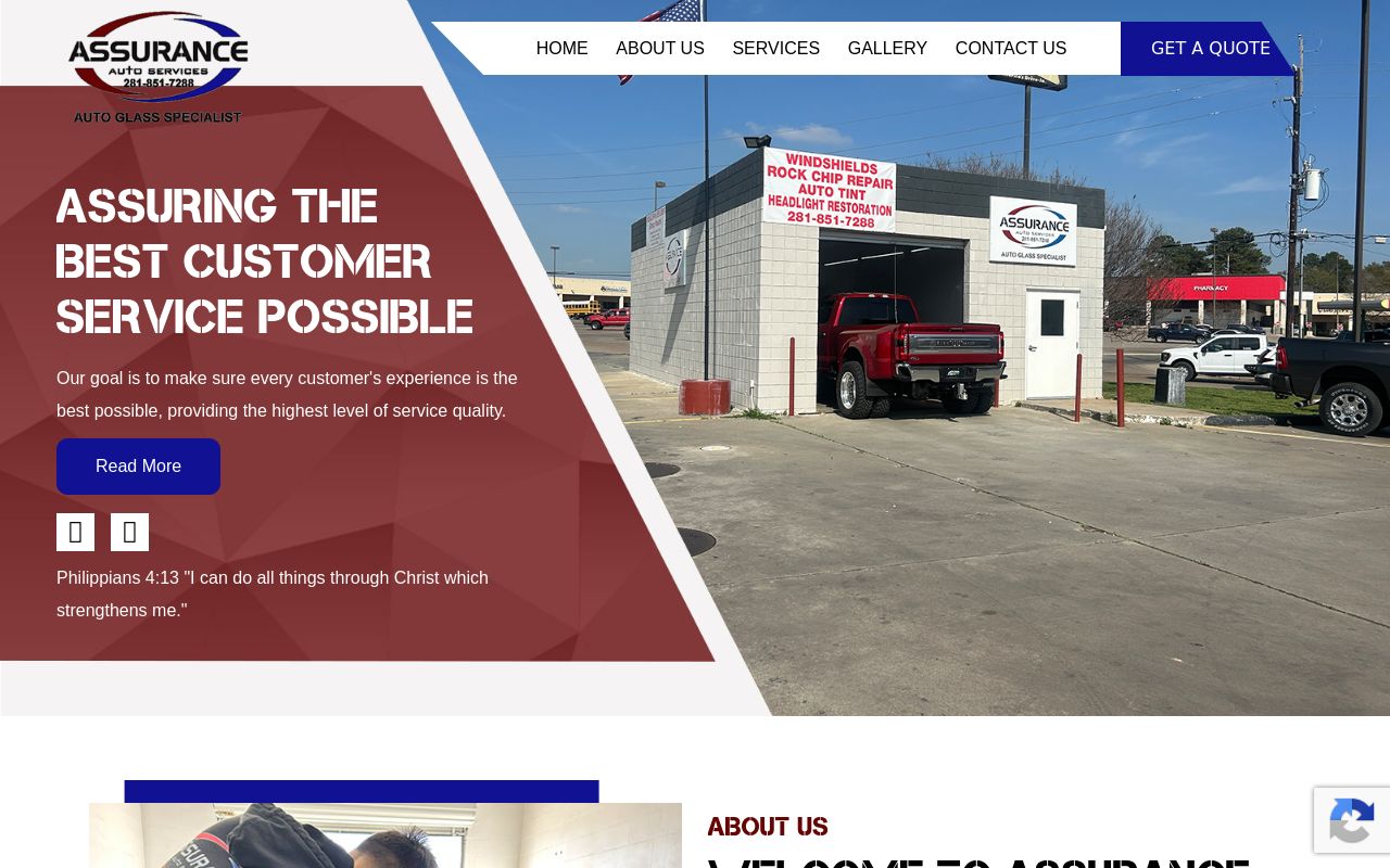 Homepage of Assurance Auto Services's website