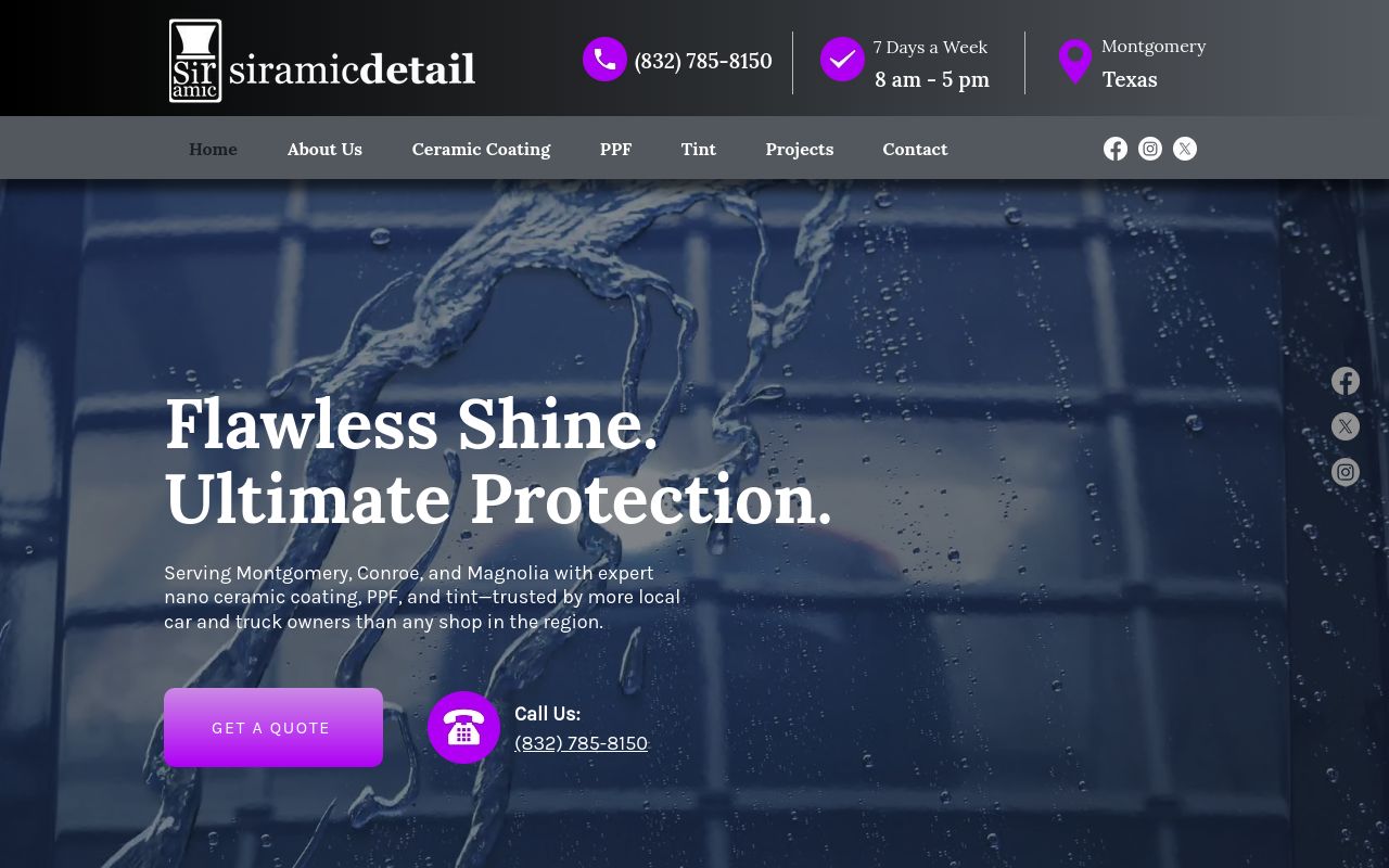 Homepage of Siramic Detail's website