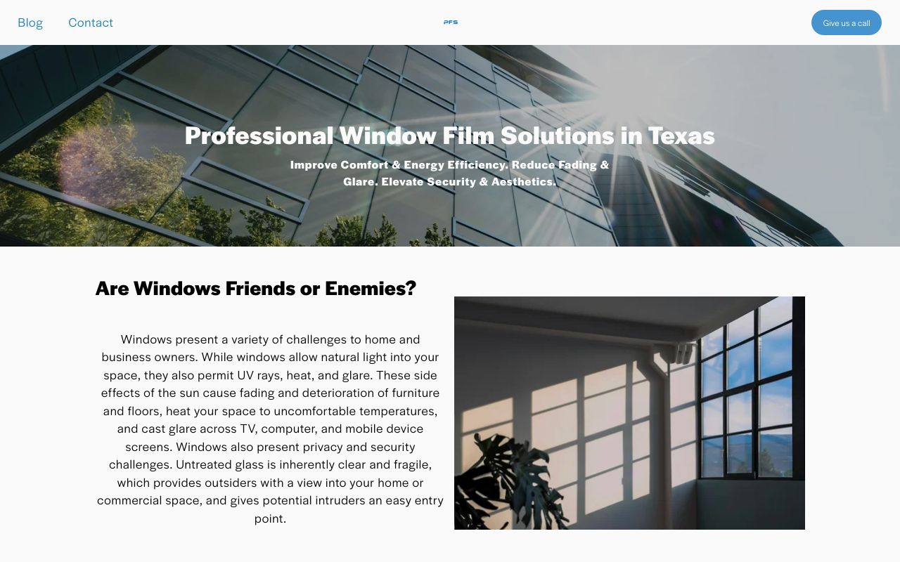 Homepage of Precision Film Solutions's website