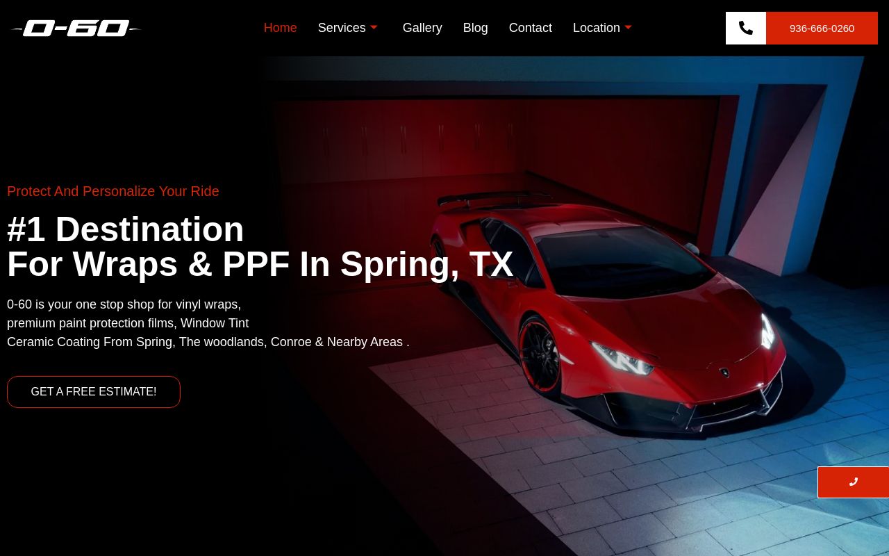 Homepage of 0-60's website