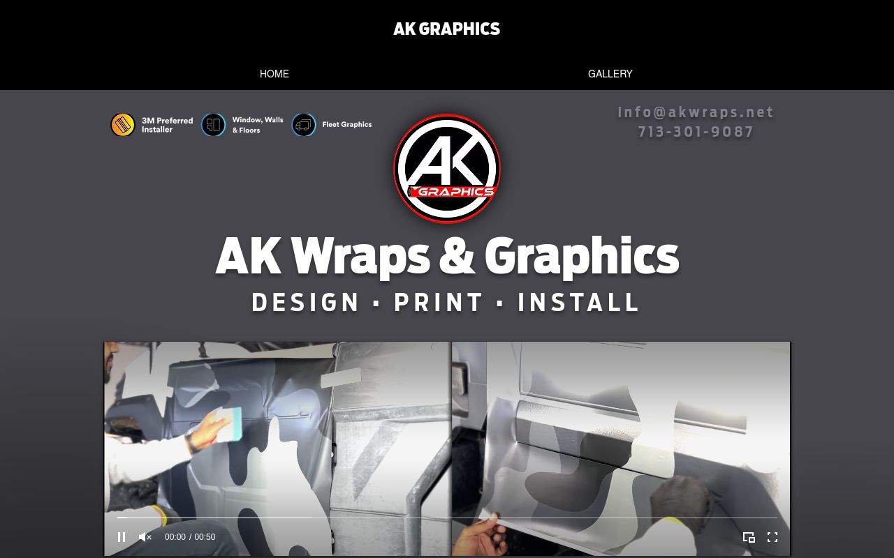 Homepage of AK Graphics's website