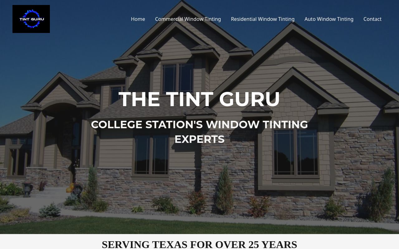 Homepage of The Tint Guru's website