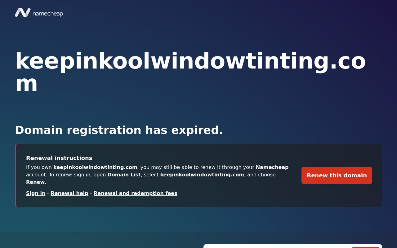 Homepage of Keepin' Kool Window Tinting's website