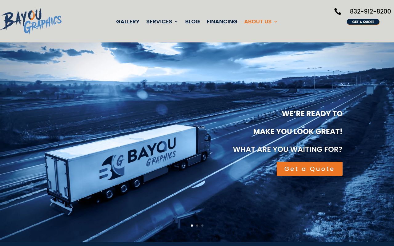 Homepage of Bayou Graphics's website