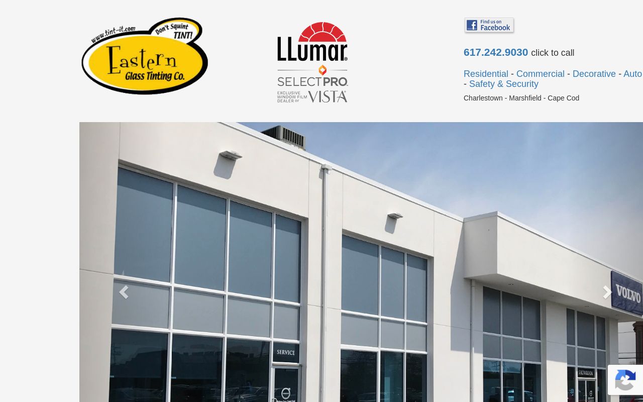 Homepage of Eastern Glass Tinting's website