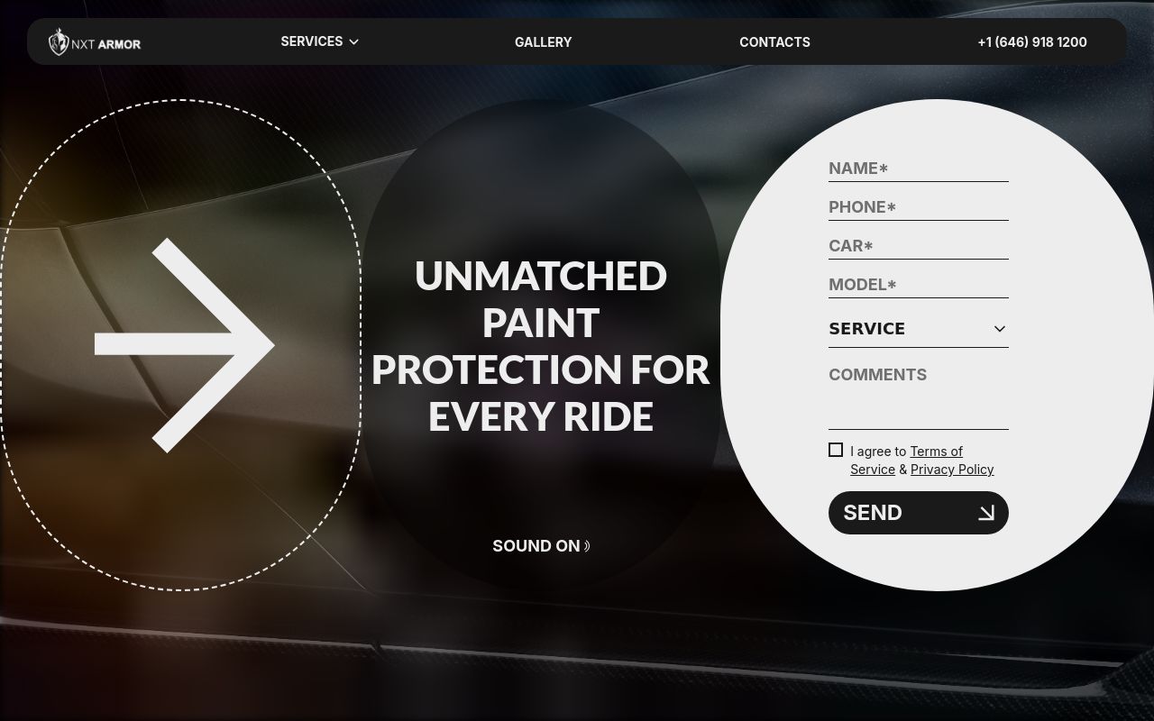 Homepage of NXTArmor's website
