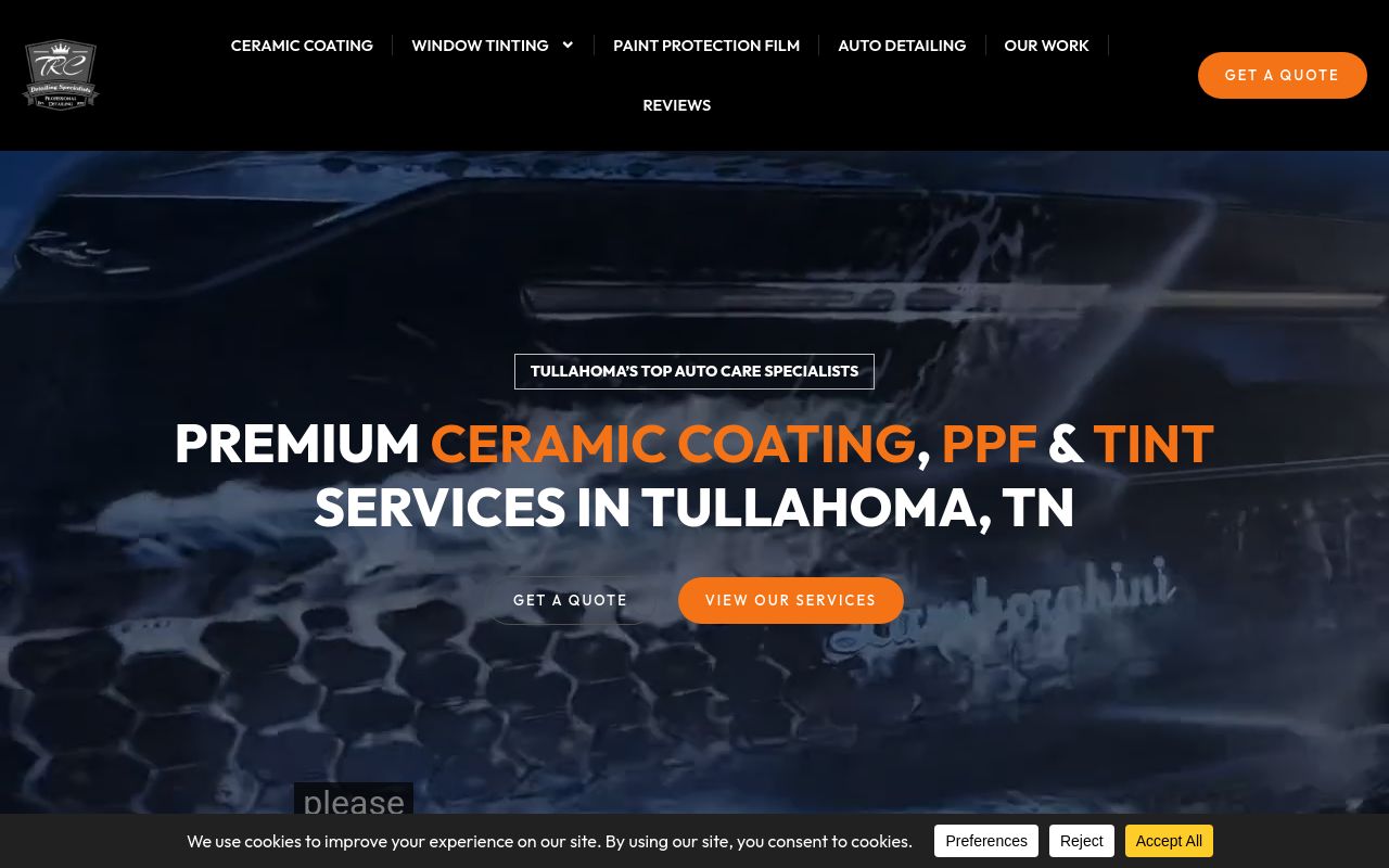 Homepage of TRC Detailing Specialists's website