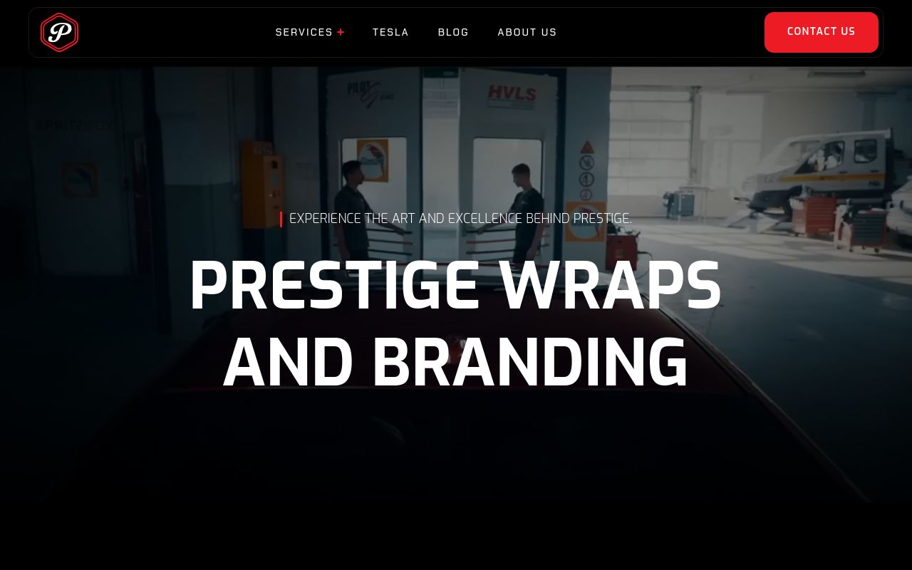Homepage of Prestige Wraps & Branding's website