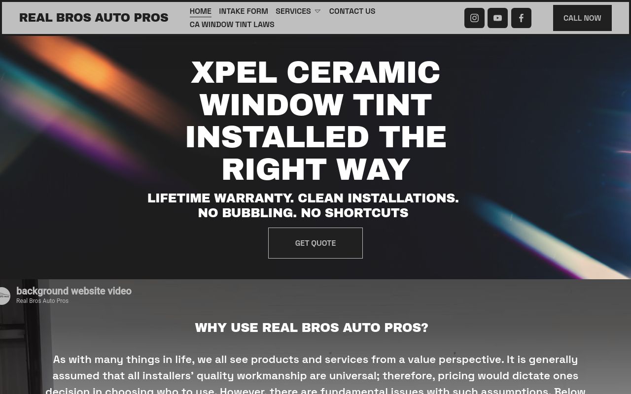 Homepage of REAL BROS AUTO PROS's website