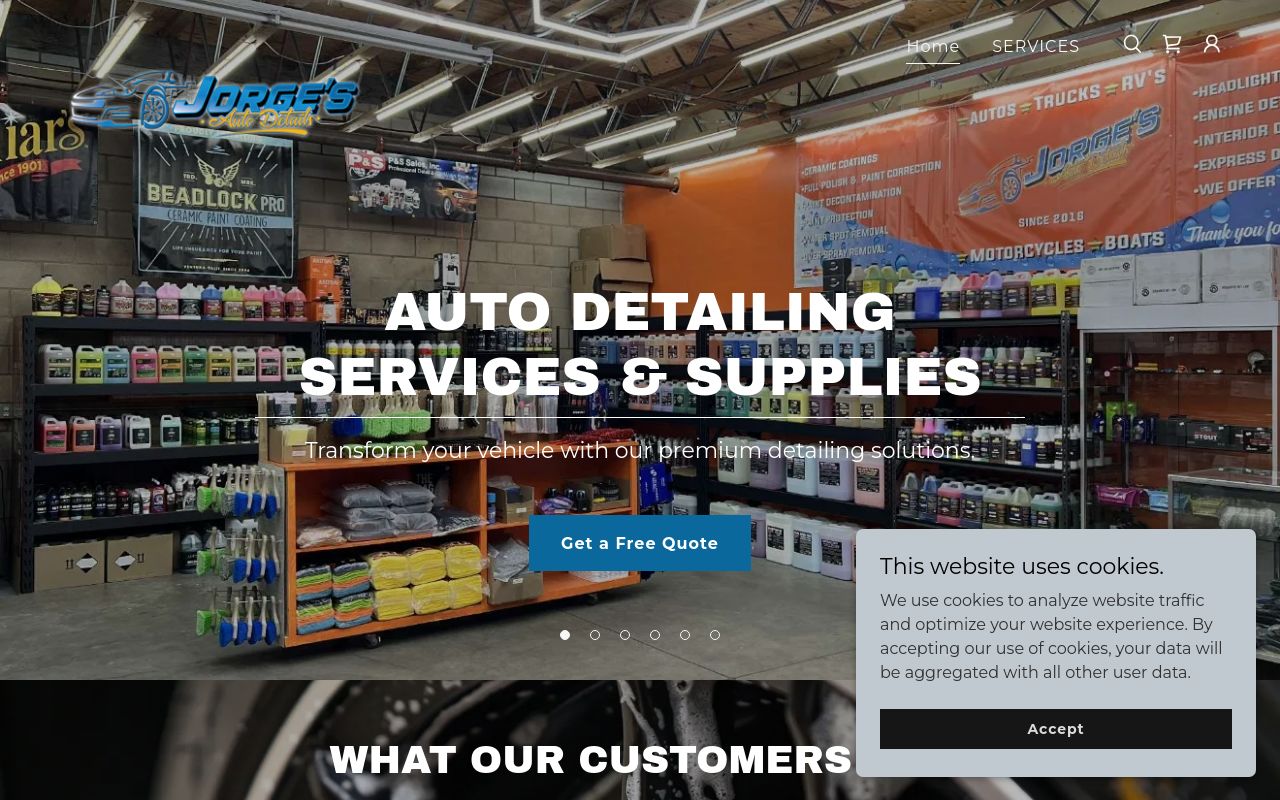 Homepage of Jorge's Auto Detail's & Supplies (Mobile Service)'s website