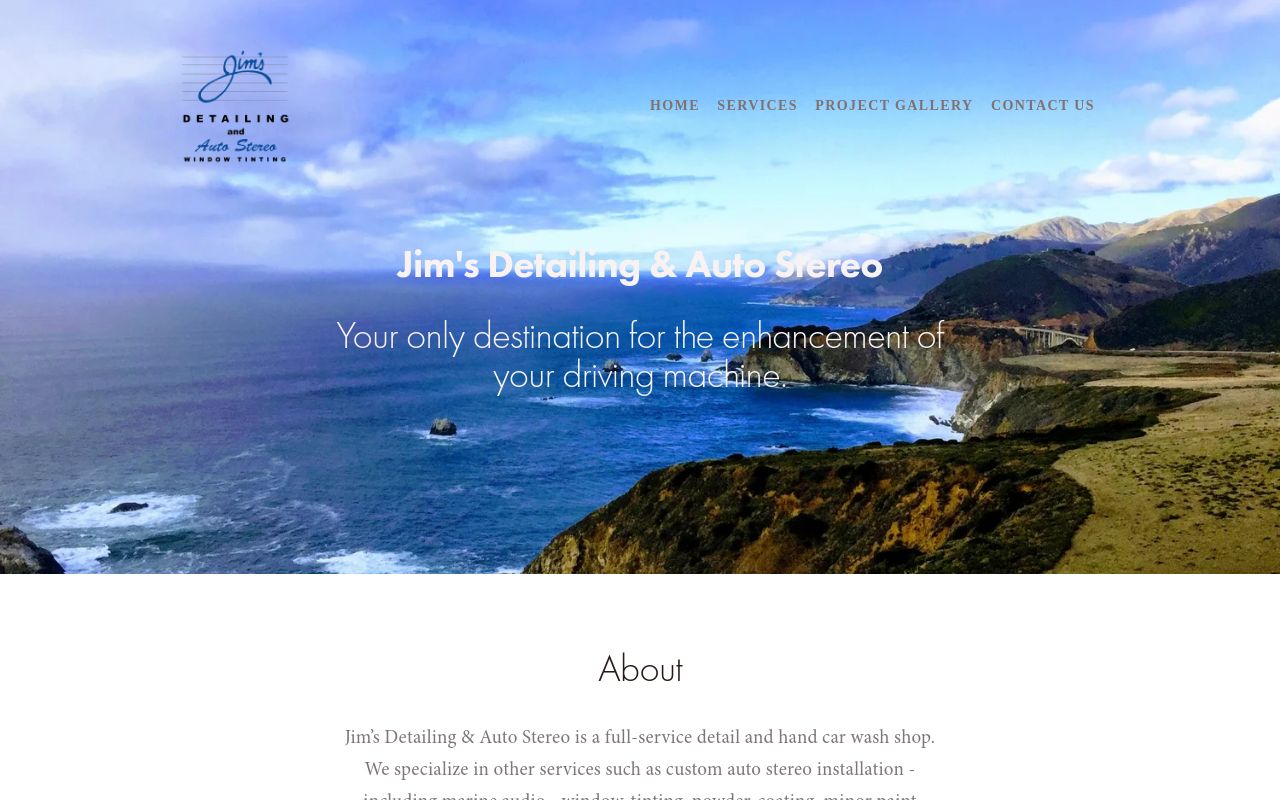 Homepage of Jim's Detailing & Auto Stereo's website