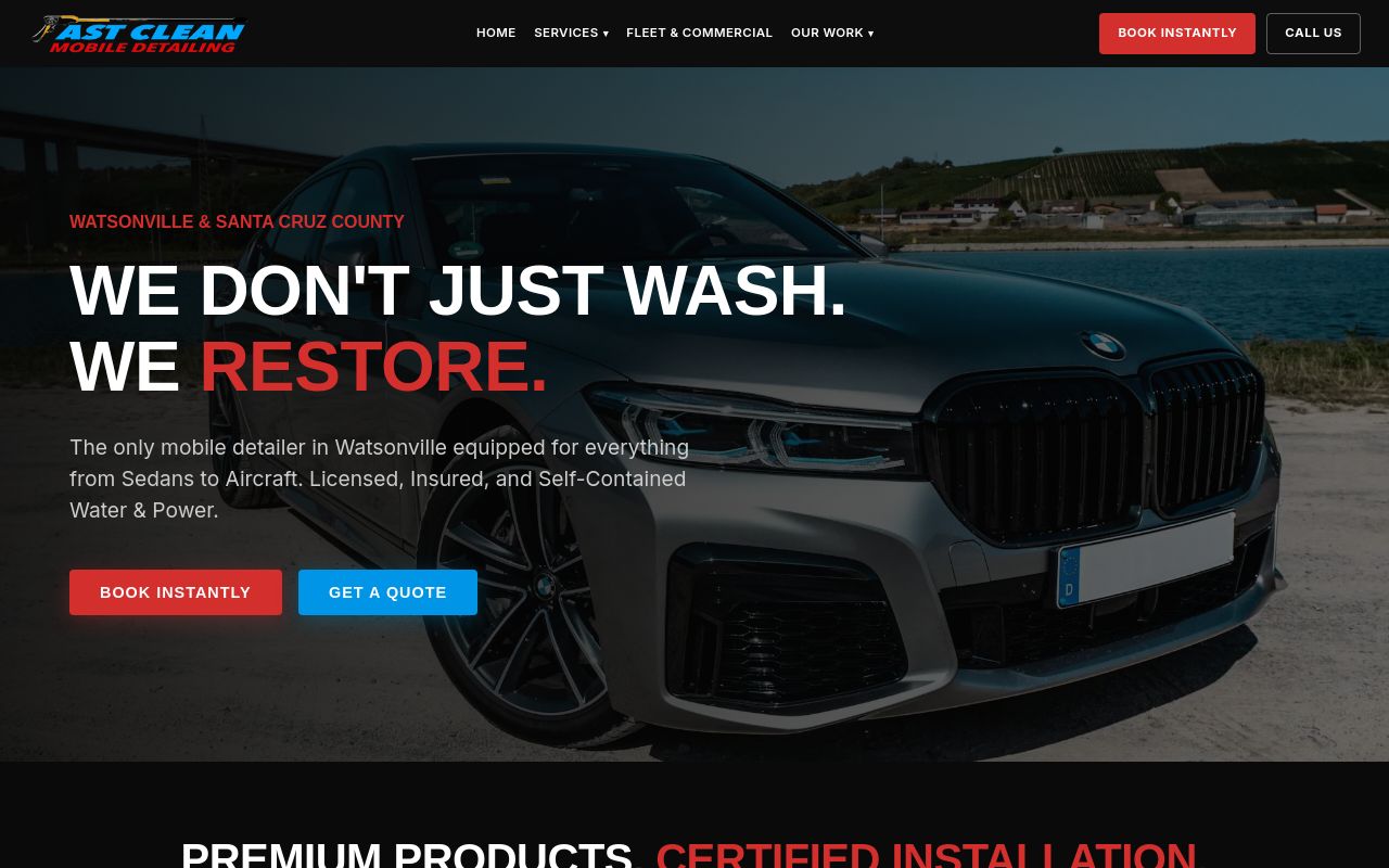 Homepage of Fast Clean Mobile Detailing LLC's website
