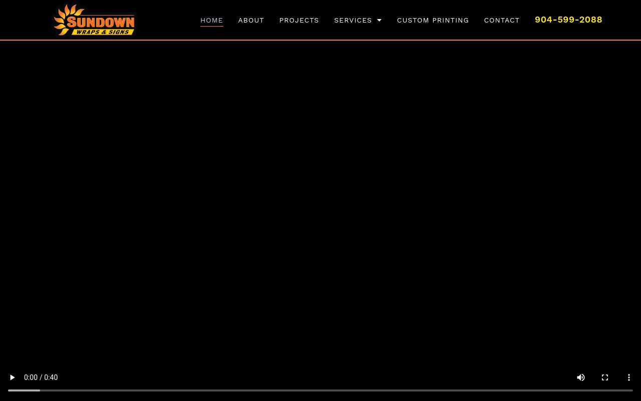 Homepage of Sundown Wraps & Signs's website