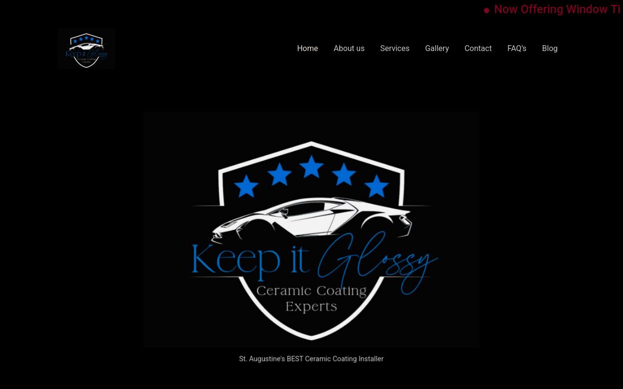 Homepage of Keep it Glossy, Ceramic Coating Experts's website
